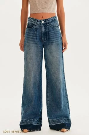 Широкие джинсы с потертостями(Широкие джинсы с потертостями)